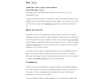 恭喜黃同學成功申請到埃克斯特大學銀行貨幣學專業--優越教育