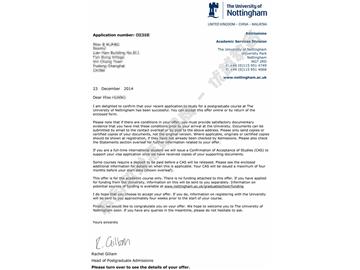 恭喜劉同學(xué)獲得謝菲爾德信息管理碩士通知書