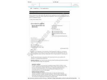 恭喜齊同學(xué)獲得約克大學(xué)人力資源管理專業(yè)碩士通知書