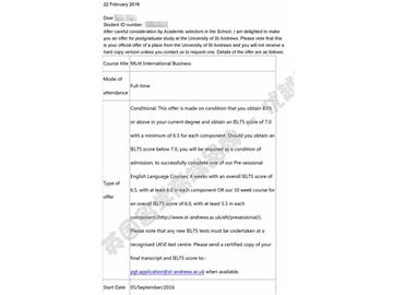 恭喜程同學(xué)獲得圣安德魯斯大學(xué)國際商務(wù)專業(yè)碩士通知書