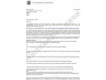 恭喜吳同學(xué)獲得愛丁堡大學(xué)經(jīng)濟(jì)學(xué)專業(yè)碩士通知書