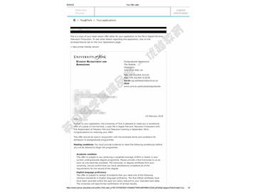 恭喜蘇同學(xué)獲得約克大學(xué)數(shù)字電影與電視制作專業(yè)碩士通知書
