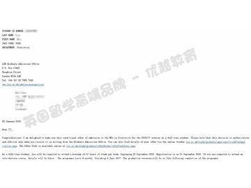 恭喜張同學(xué)獲得倫敦政治經(jīng)濟(jì)學(xué)院統(tǒng)計學(xué)專業(yè)碩士通知書