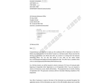  恭喜錢同學(xué)獲得倫敦政治經(jīng)濟學(xué)院媒體傳播學(xué)專業(yè)碩士通知書