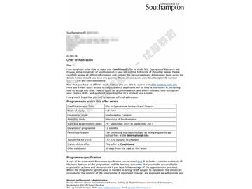  恭喜徐同學(xué)獲得南安普頓大學(xué)運營研究與金融專業(yè)碩士通知書