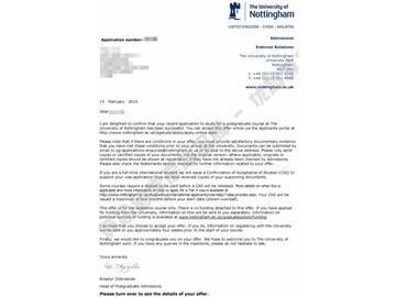 恭喜劉同學(xué)獲得諾丁漢大學(xué)會(huì)計(jì)與金融專業(yè)碩士通知書
