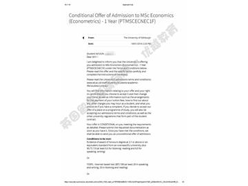  恭喜劉同學獲得愛丁堡大學經濟學專業碩士通知書