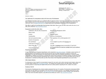  恭喜陸同學(xué)獲得南安普頓大學(xué)市場營銷管理專業(yè)碩士通知書