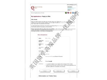 恭喜江同學獲得貝爾法斯特女王大學藥物分析專業(yè)碩士通知書