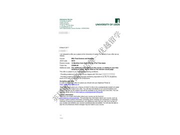 恭喜許同學獲得利茲大學食品科學與營養(yǎng)專業(yè)碩士通知書