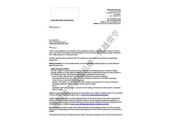 恭喜解同學獲得約克大學會計與財務管理專業(yè)碩士通知書