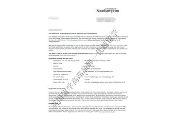 恭喜周同學獲得南安普頓大學國際金融市場專業(yè)碩士通知書