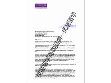 2018offer：恭喜張同學(xué)獲得曼徹斯特大學(xué)社會學(xué)專業(yè)碩士通知書