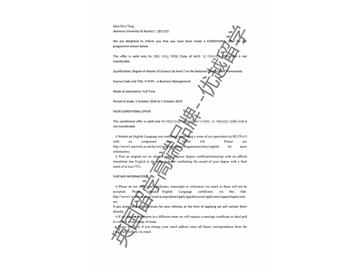 2018offer：恭喜韓同學(xué)獲得華威大學(xué)電子商務(wù)管理專業(yè)碩士通知書