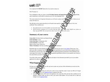 2018offer：恭喜張同學(xué)獲得倫敦藝術(shù)大學(xué)切爾西學(xué)院的室內(nèi)及空間設(shè)計(jì)專業(yè)本科通知書