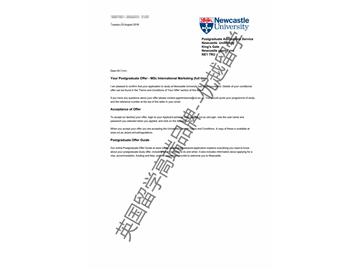 2019offer：恭喜張同學(xué)獲得紐卡斯?fàn)柎髮W(xué)國際市場(chǎng)營(yíng)銷專業(yè)碩士通知書