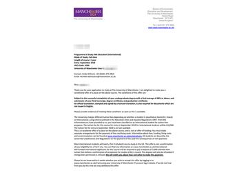 2019offer：恭喜吳同學獲得曼徹斯特大學國際關系專業碩士通知書