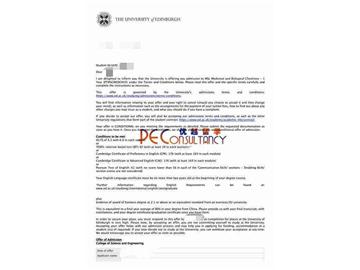 2019offer：恭喜李同學獲得愛丁堡大學（世界排名：18）醫學與生物化學專業碩士通知書