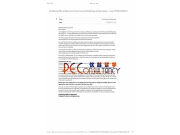 2020offer：恭喜呂同學獲得愛丁堡大學(世界排名：20)金融建模與優(yōu)化專業(yè)碩士通知書