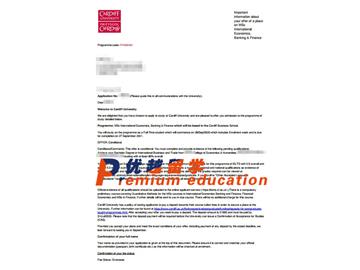 2020offer：恭喜周同學獲得卡迪夫大學(世界排名：154)國際經濟、銀行和金融理學專業碩士通知書