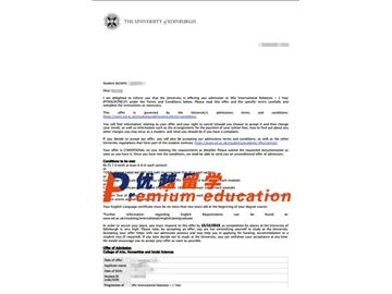 2020offer：恭喜元同學(xué)獲得愛(ài)丁堡大學(xué)(世界排名：20)國(guó)際關(guān)系專(zhuān)業(yè)碩士通知書(shū)