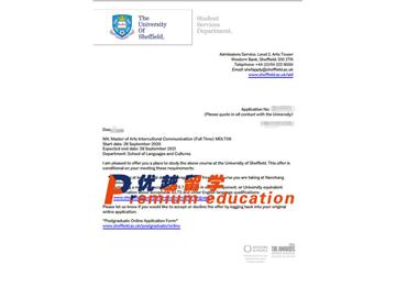 2020offer：恭喜劉同學(xué)獲得謝菲爾德大學(xué)(世界排名：78)跨文化交際藝術(shù)碩士專(zhuān)業(yè)通知書(shū)